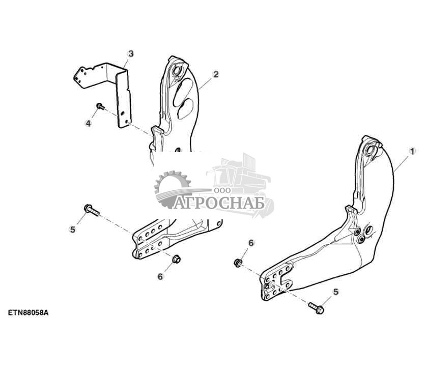 Рама, детали крепления, передний погрузчик 